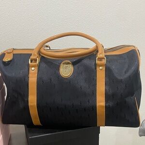 Yves Saint Laurent Black and Tan Monogram Duffel